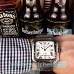 Buy Online High Quality Copy Cartier Santos Silver Bezel Men's Watch